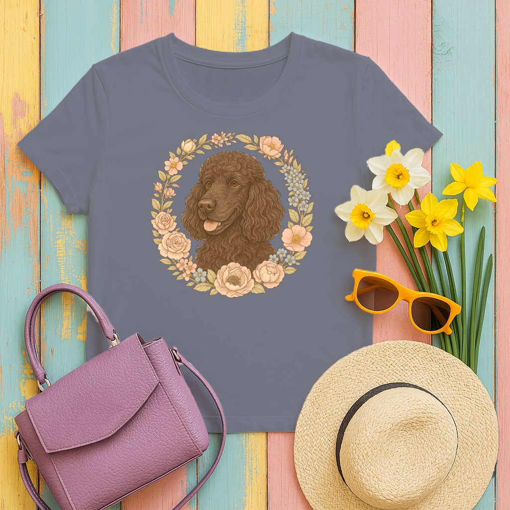 Floral Wreath Spaniel Graphic Tee for Casual Product