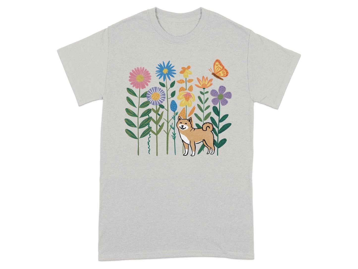 Cute Floral Pattern with Dog and Butterfly T-Shirt product