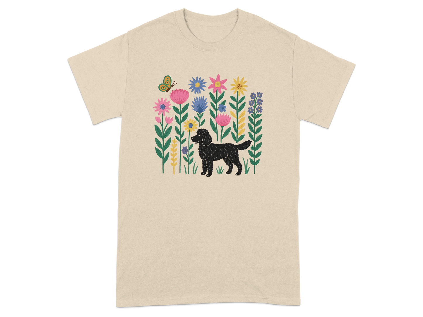 Colorful Floral Dog Garden Design T-Shirt Product