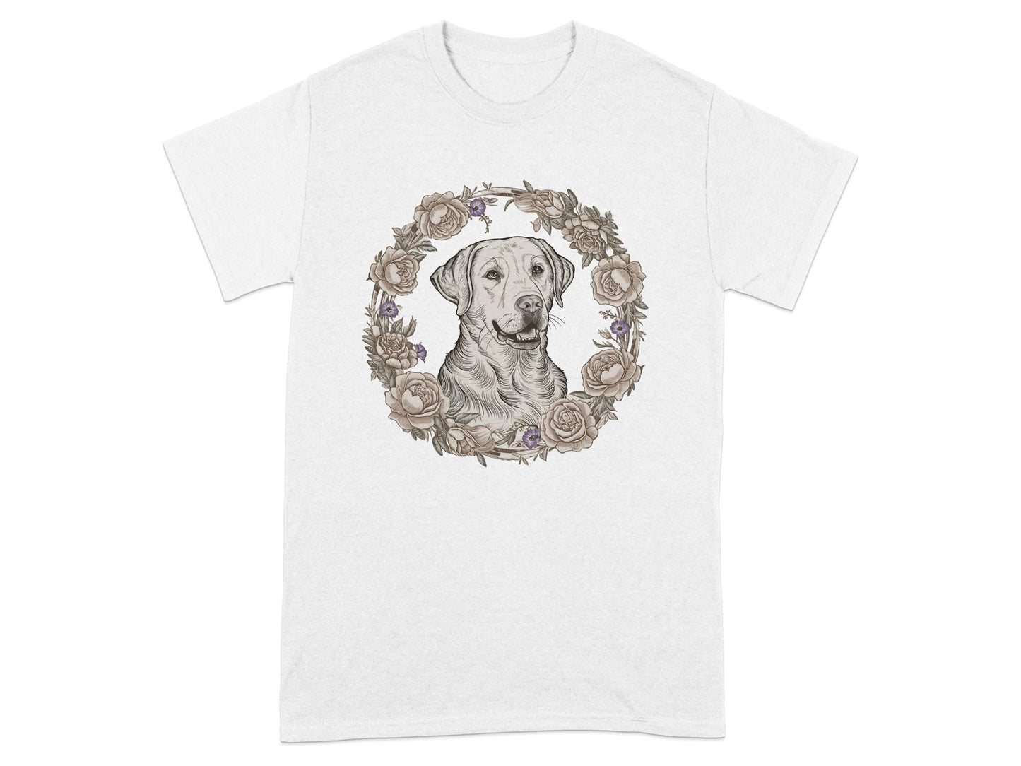 Dog Portrait with Floral Frame Design T-shirt product