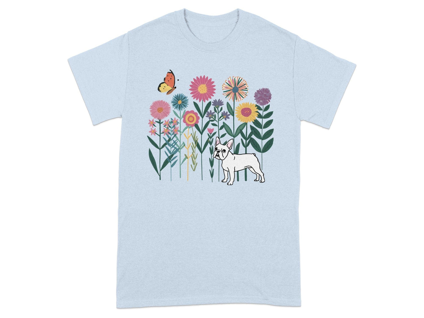 Colorful Floral and Dog Graphic T-Shirt product