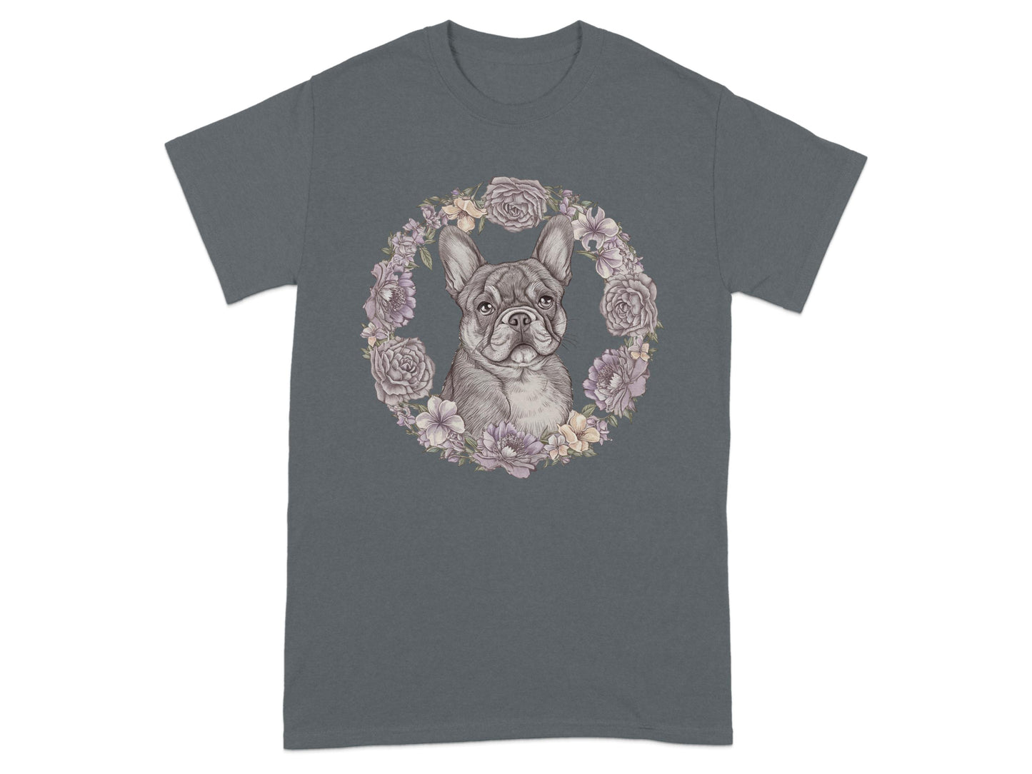 French Bulldog Graphic Tee Floral Design product type