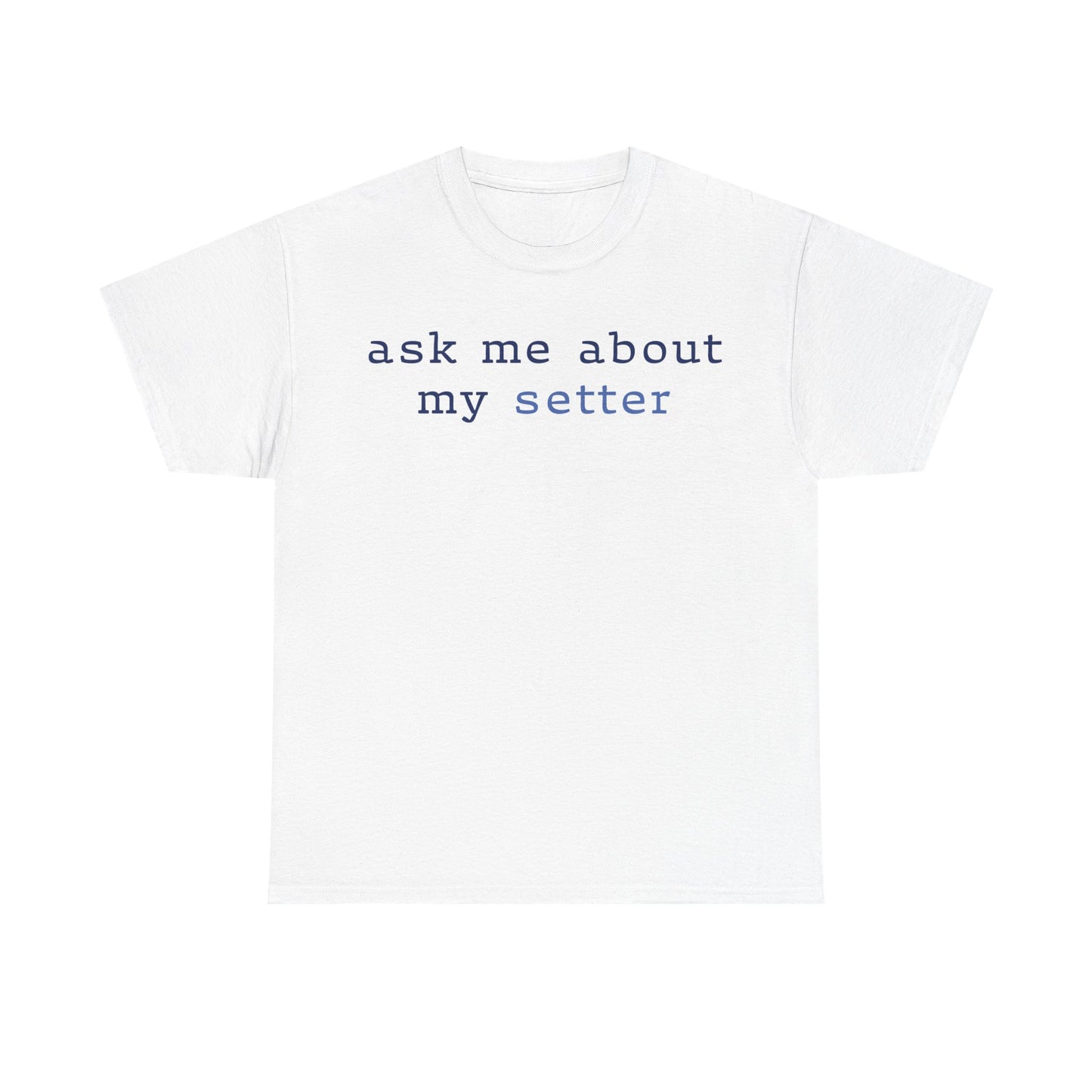 'Ask Me About My Setter' Text Design Unisex Heavy Cotton T-Shirt