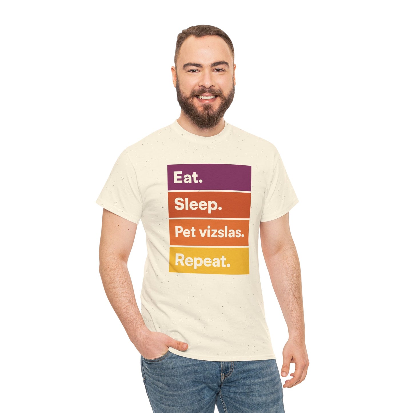 Color Block Unisex Tee - Eat, Sleep, Pet Vizslas, Repeat T-Shirt