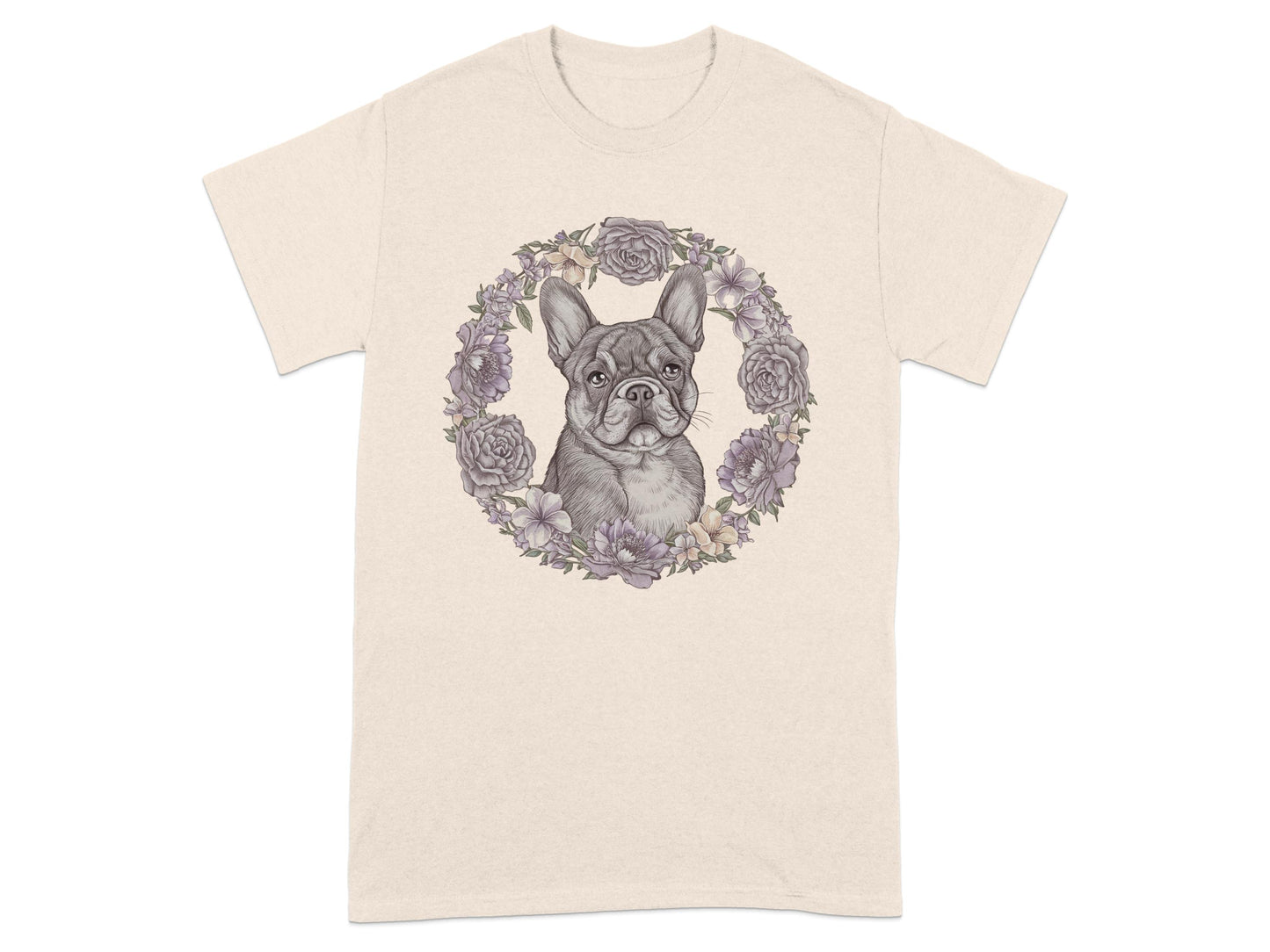 French Bulldog with Floral Wreath Graphic T-shirt product