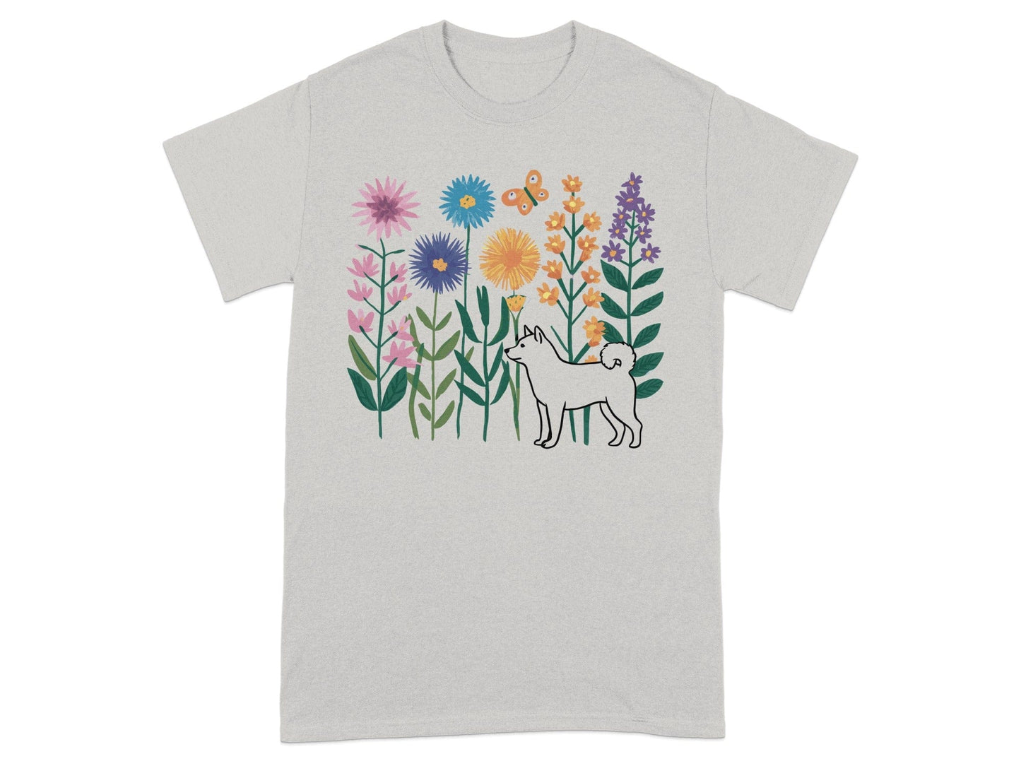 Floral Garden Dog and Butterfly Graphic Shirt product