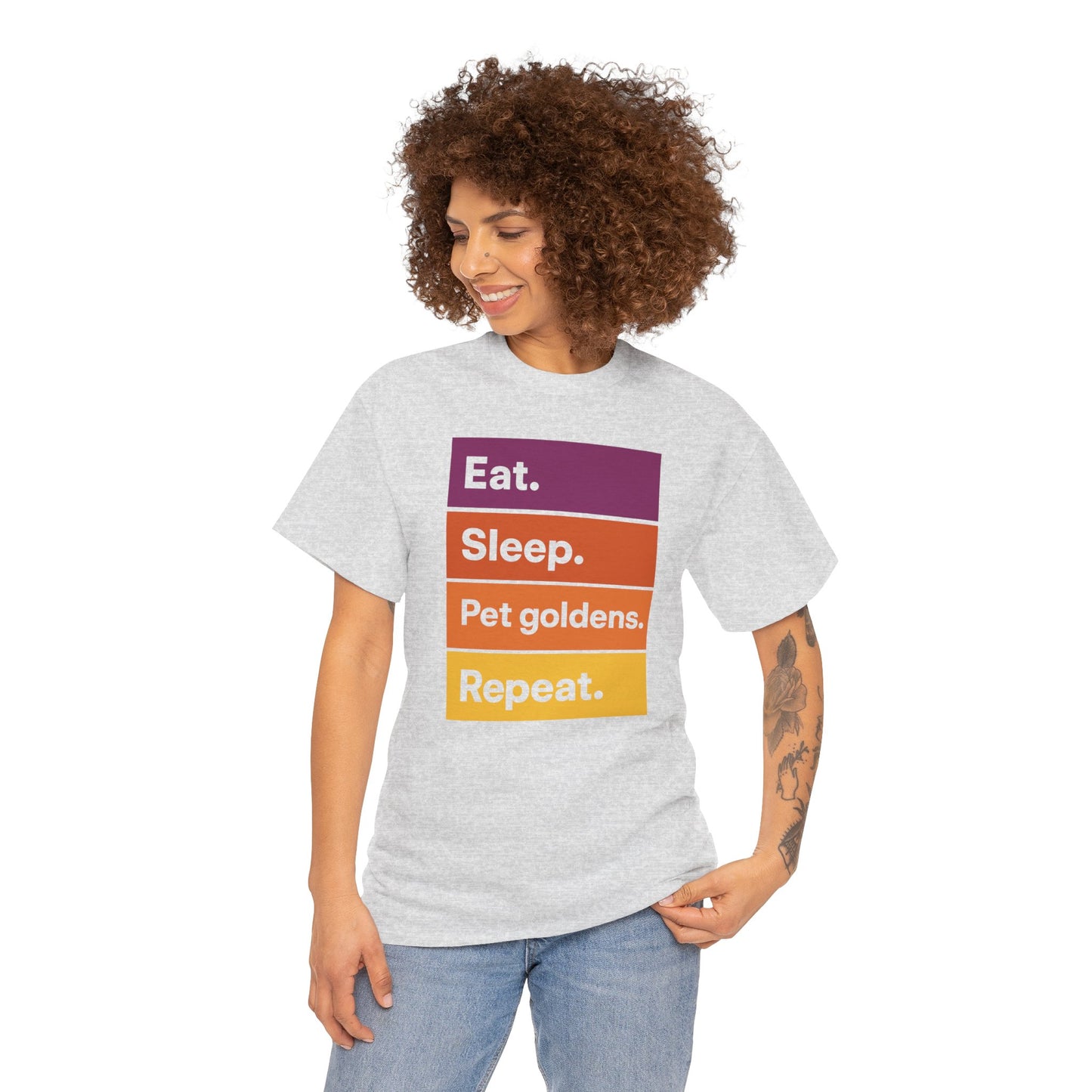 Color Block Unisex Tee - Eat, Sleep, Pet Goldens, Repeat TShirt
