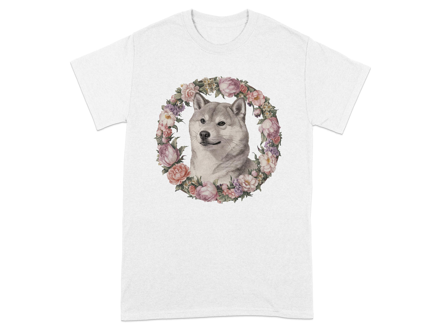 Floral Wreath Dog Art Graphic Design T-Shirt product