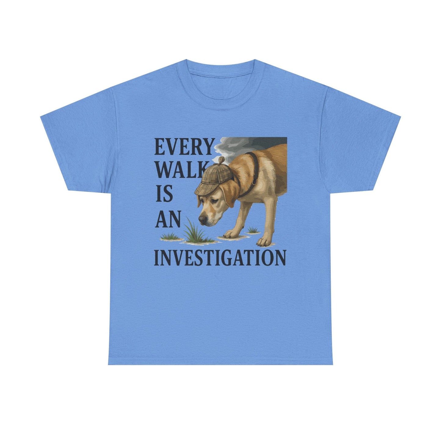 Yellow Lab Every Walk is an Investigation Tee Carolina Blue T-Shirt