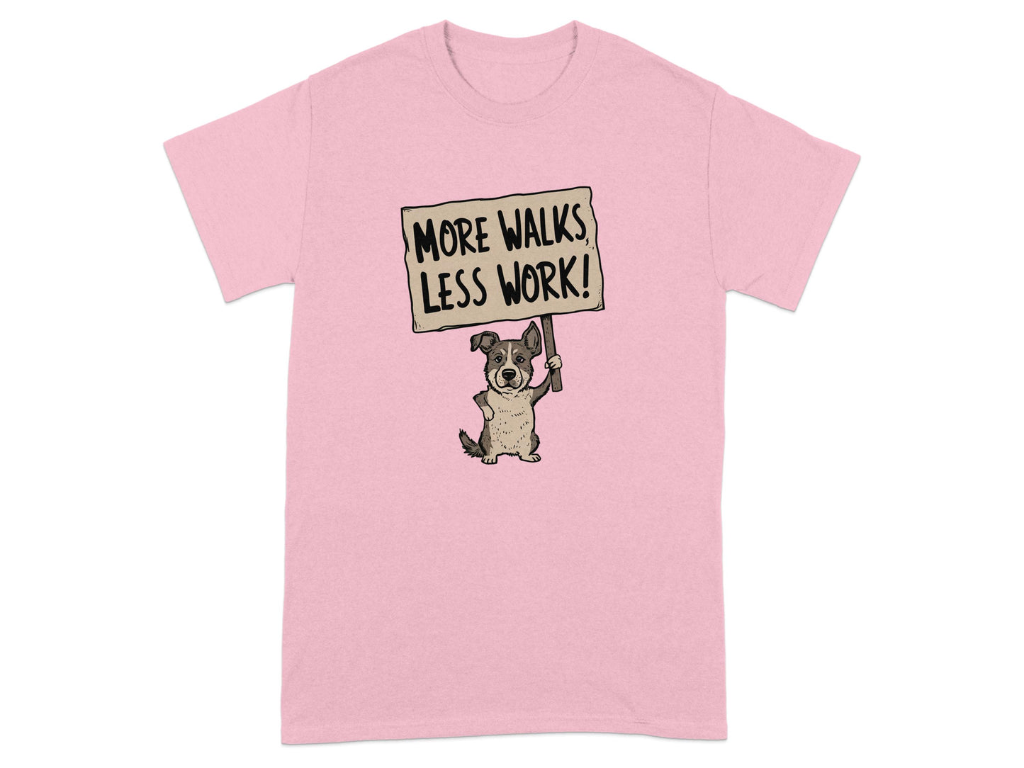 More Walks Less Work Cute Dog Graphic T-shirt product type