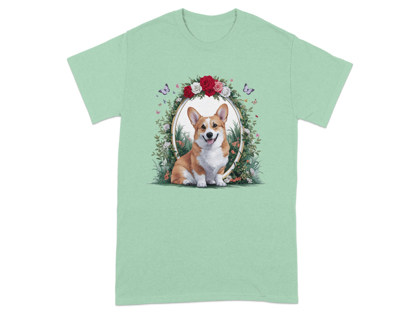 Adorable Corgi Surrounded By Flowers T-shirt product