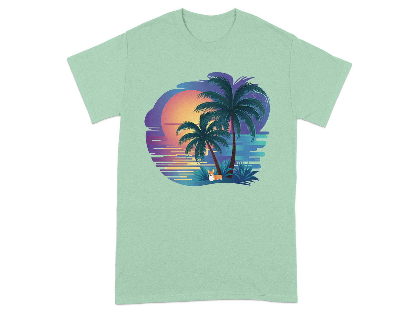 Sunset and Palm Trees Graphic Print T-shirt product