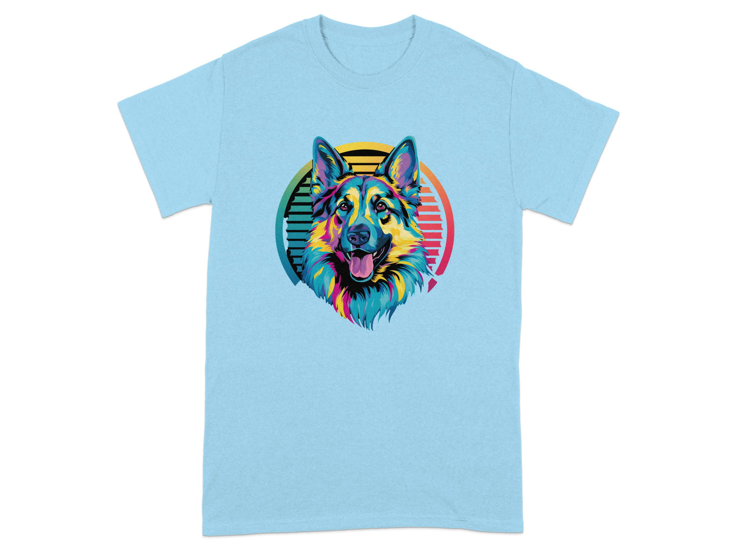 Retro Colorful Dog Graphic T-shirt for Unisex product type