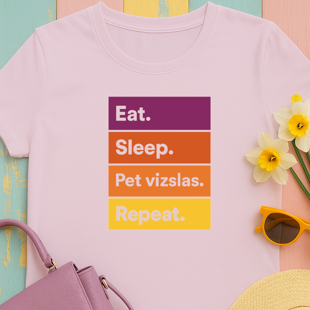 Color Block Unisex Tee - Eat, Sleep, Pet Vizslas, Repeat T-Shirt