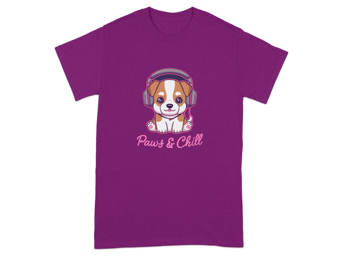 Paws and Chill Cute Puppy Headphones Graphic T-Shirt product