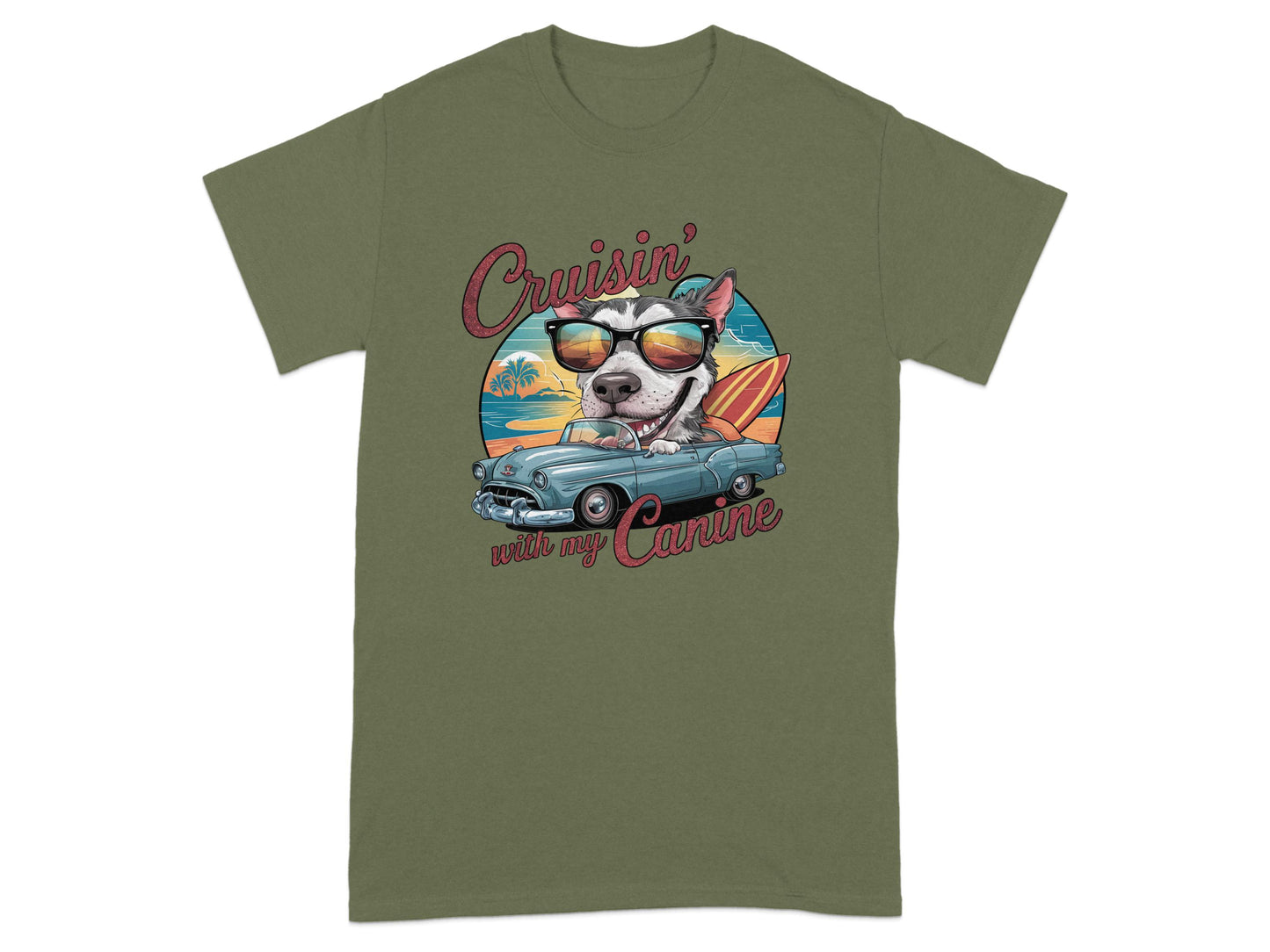 Cruisin' with my Canine Graphic Printed T-Shirt product type