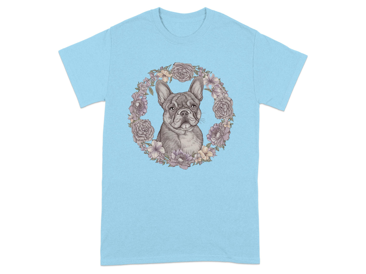Adorable French Bulldog Floral Adult T-Shirt product