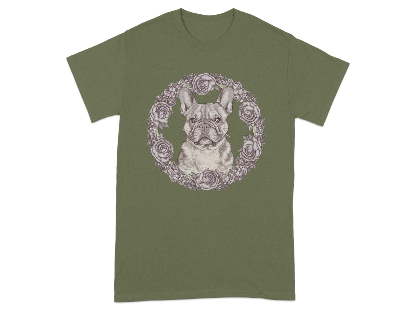 French Bulldog with Floral Circle T-shirt product type