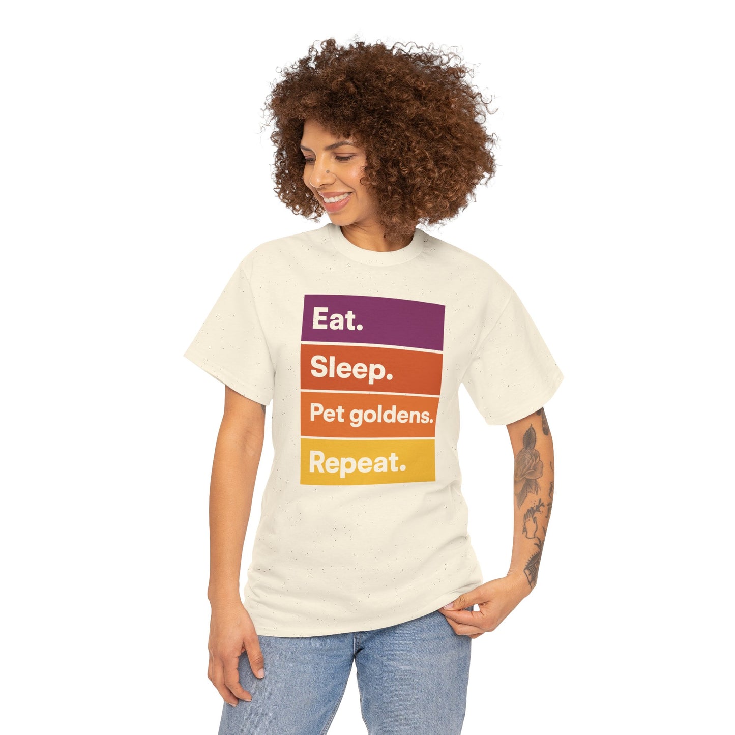 Color Block Unisex Tee - Eat, Sleep, Pet Goldens, Repeat TShirt