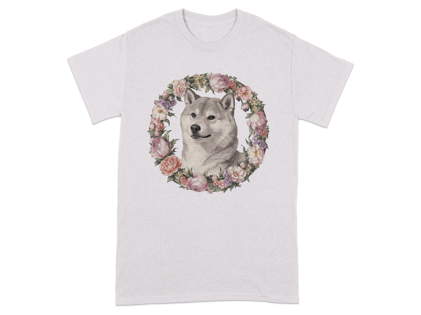 Stunning Floral Dog Print Graphic Tee shirt product type