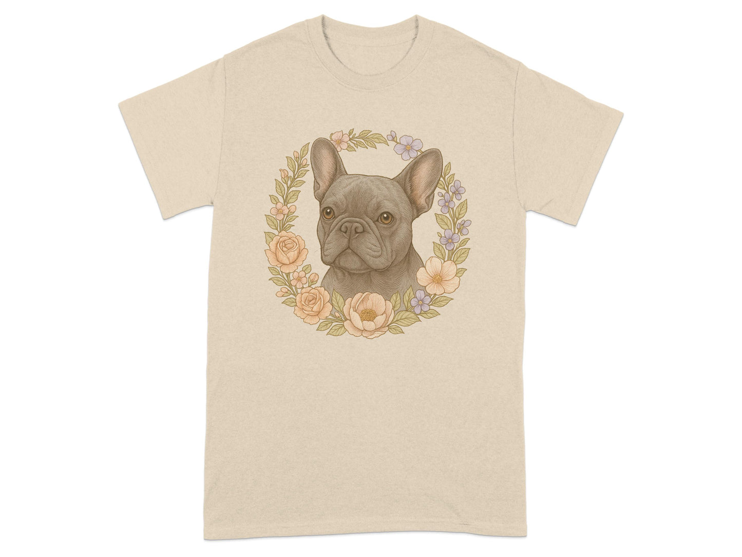 French Bulldog with Floral Wreath Graphic T-shirt product