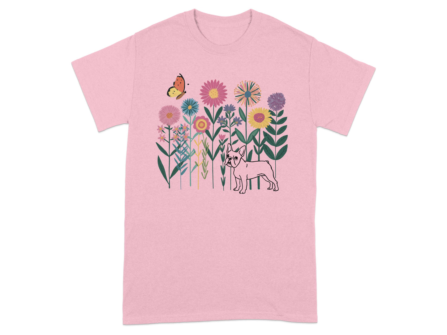 Cute Floral and Puppy Graphic Design T-shirt product type