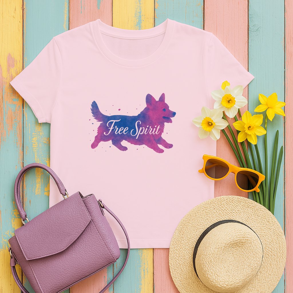Free Spirit Cute Dog Graphic T-shirt fun product type