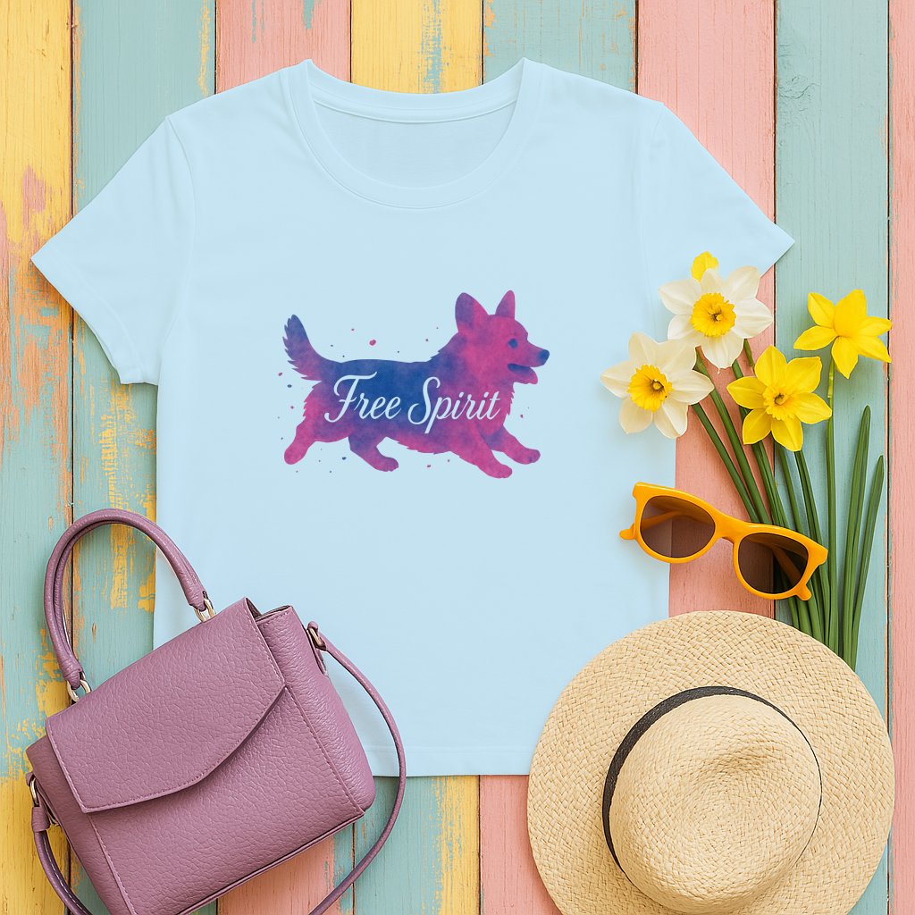 Free Spirit Dog Graphic Design on Shirt Product Type