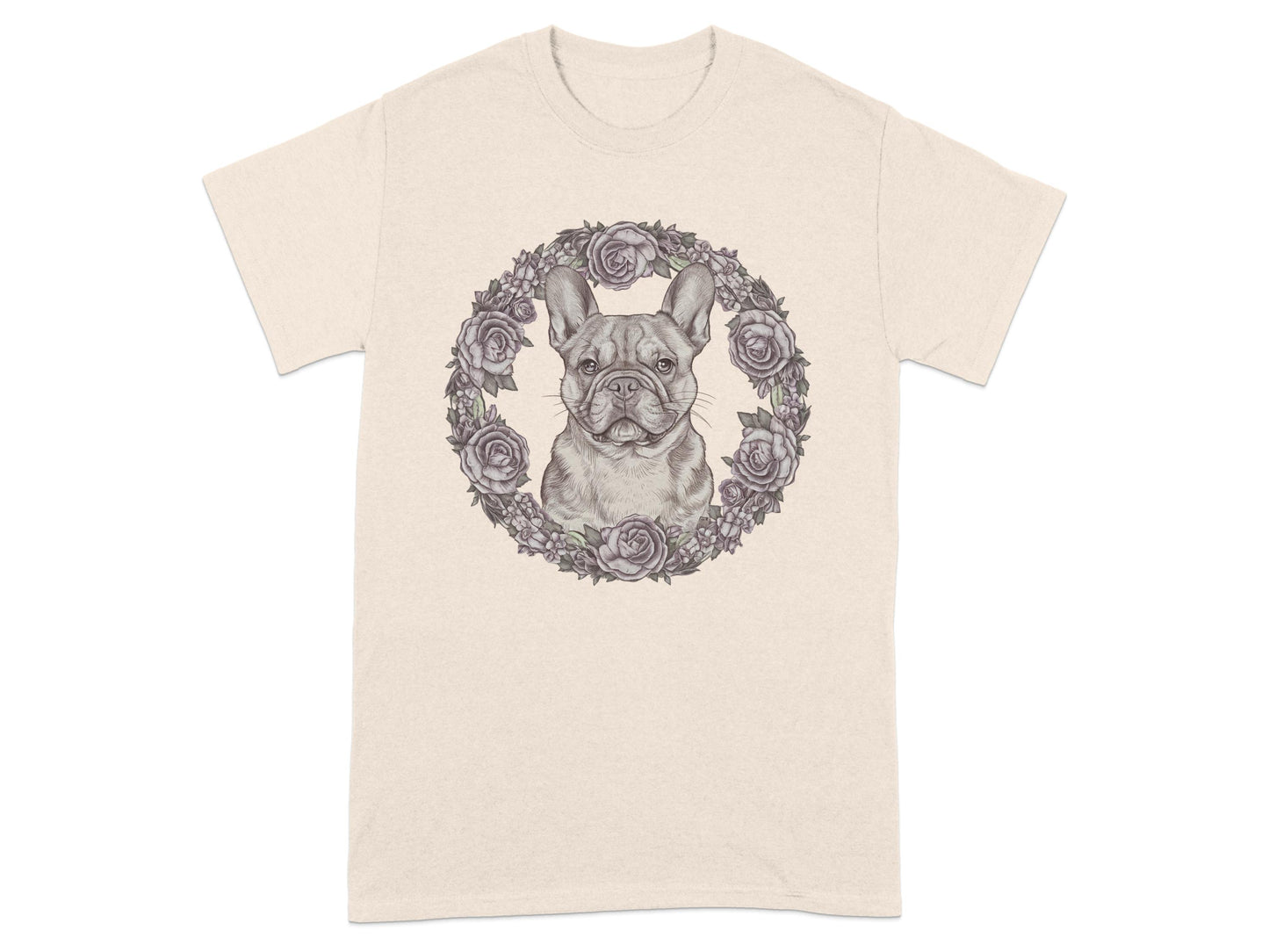French Bulldog with Floral Wreath Graphic T-Shirt product type