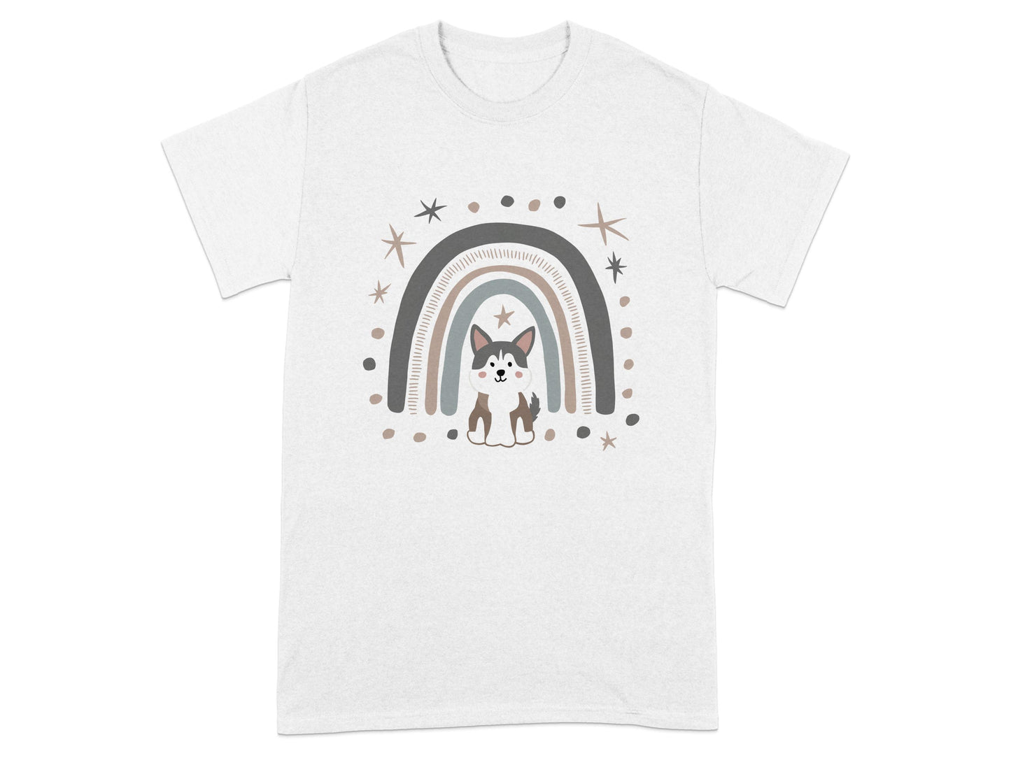 Adorable Dog and Rainbow Printed T-Shirt product type