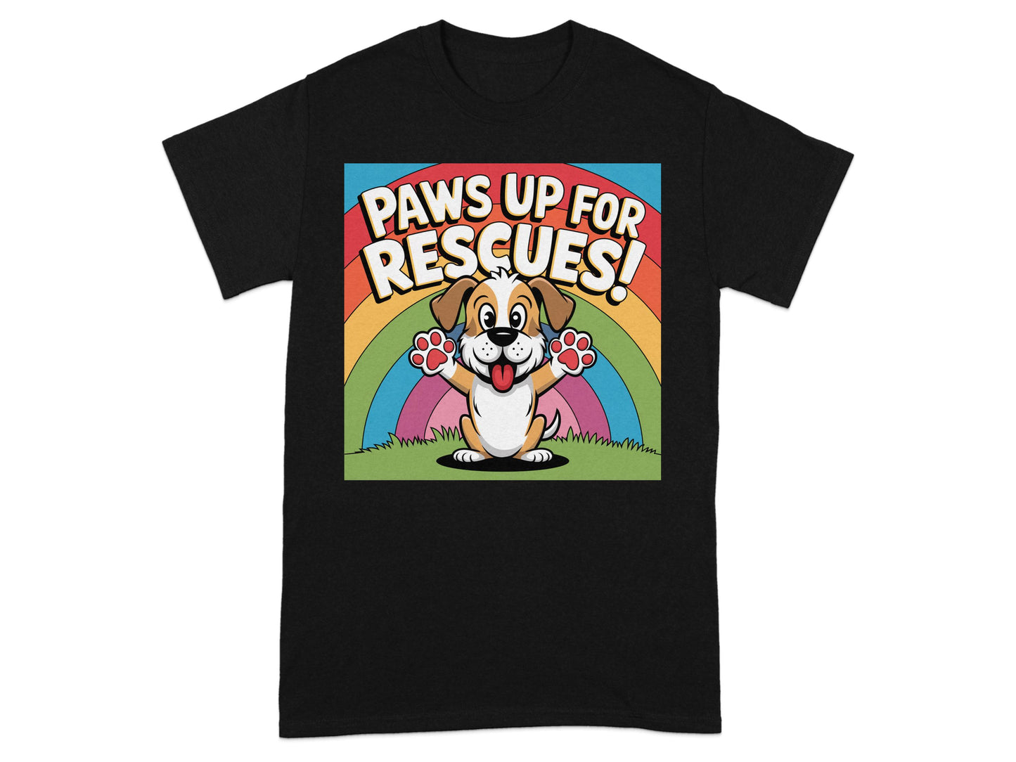 Paws Up for Rescues Rainbow Dog Graphic T-shirt product type