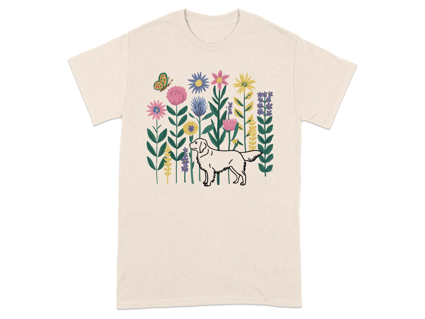 Colorful Floral Dog Print T-Shirt with Cute Design product