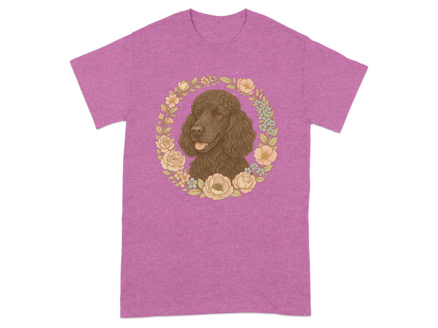 Cute Dog Surrounded By Flowers Design T-Shirt product