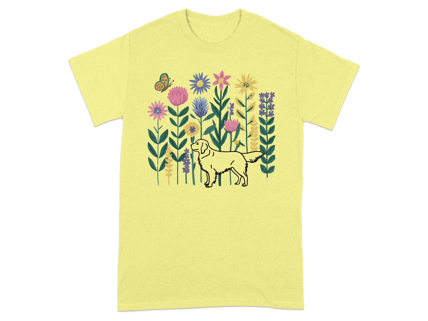 Vibrant Floral Dog and Butterfly Tee product type