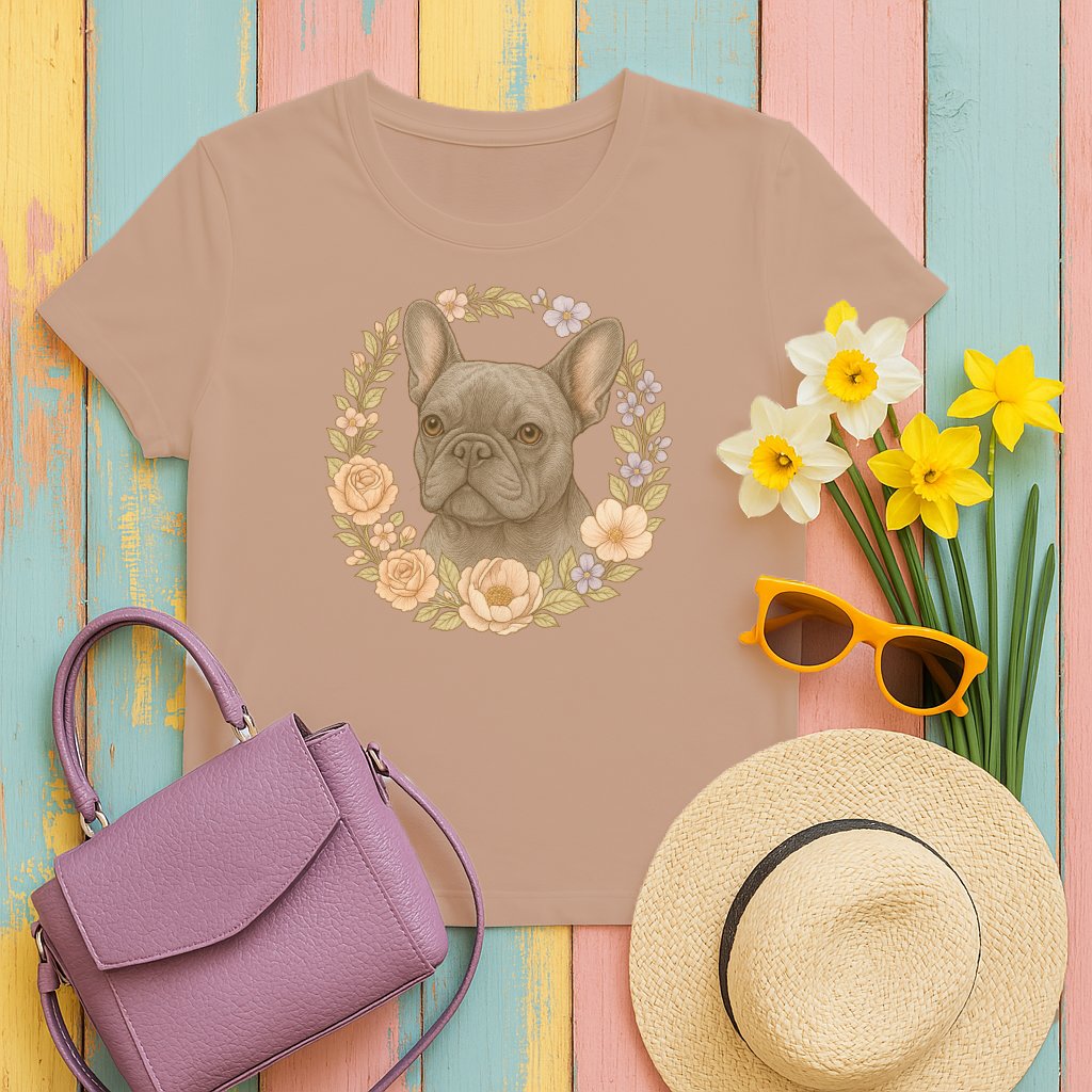 Adorable French Bulldog Floral Circle Design T-shirt product type