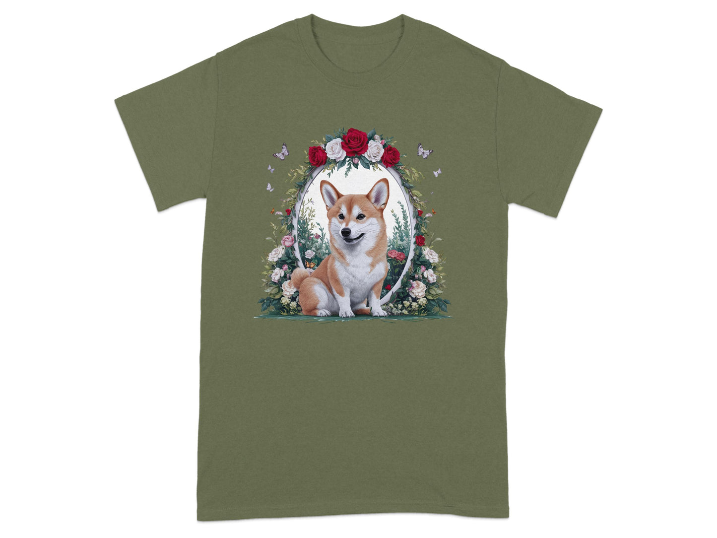 Adorable Shiba Inu Floral Frame Graphic T-shirt product