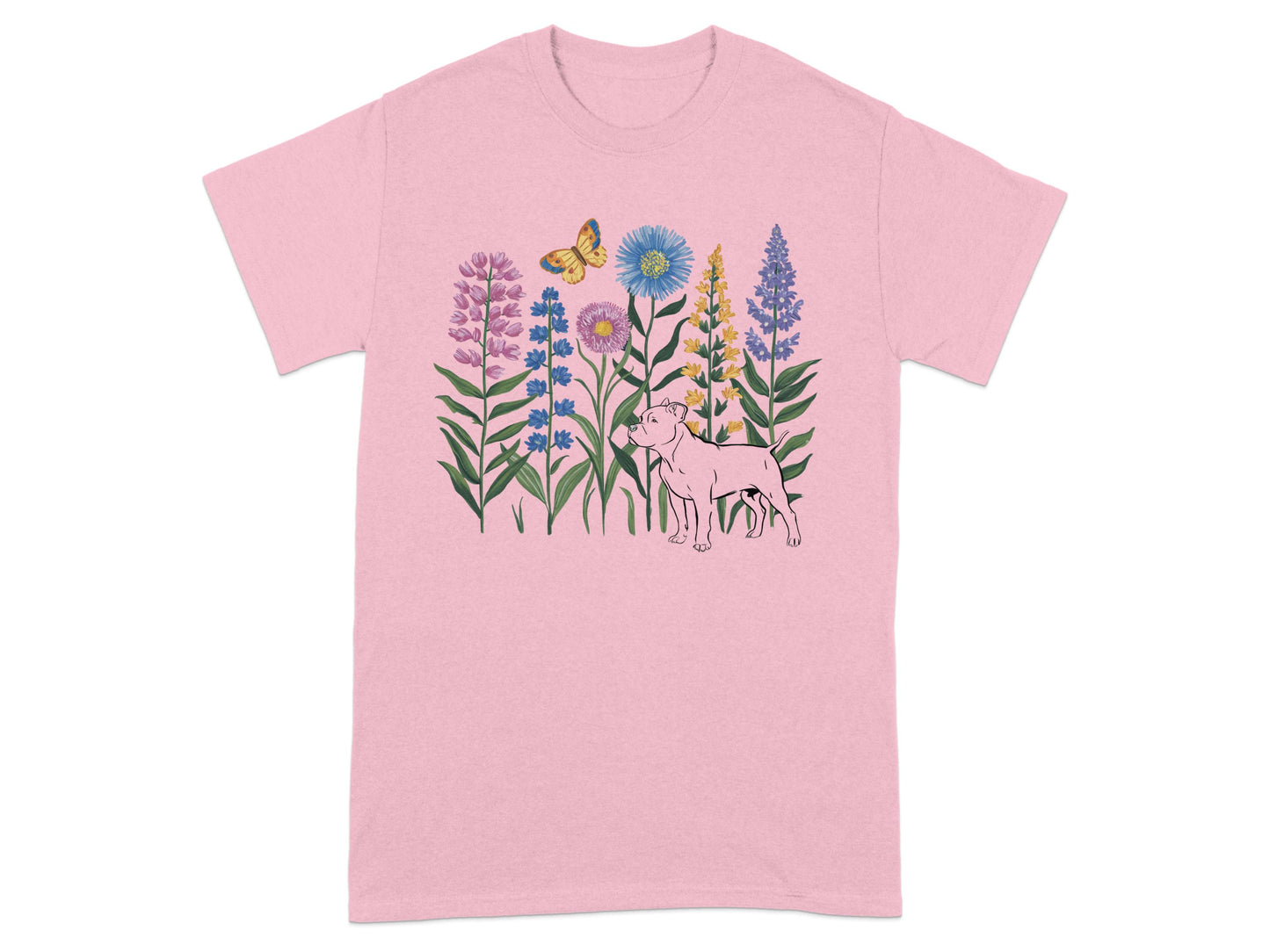 Adorable Puppy and Flowers Graphic Tee Shirt product