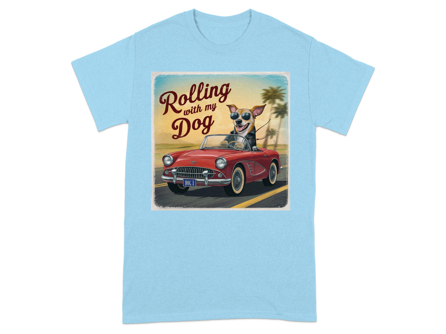 Rolling with My Dog Car Ride Graphic T-Shirt product
