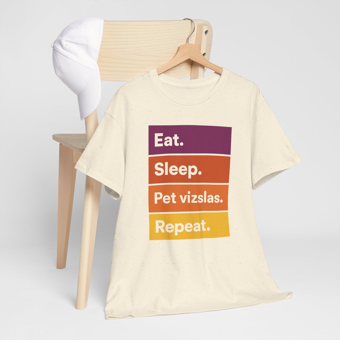 Color Block Unisex Tee - Eat, Sleep, Pet Vizslas, Repeat T-Shirt