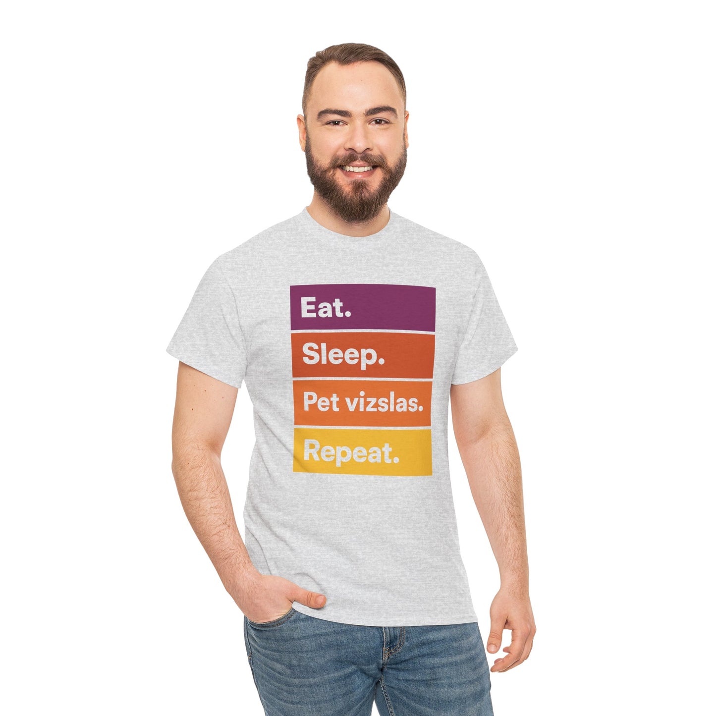Color Block Unisex Tee - Eat, Sleep, Pet Vizslas, Repeat T-Shirt