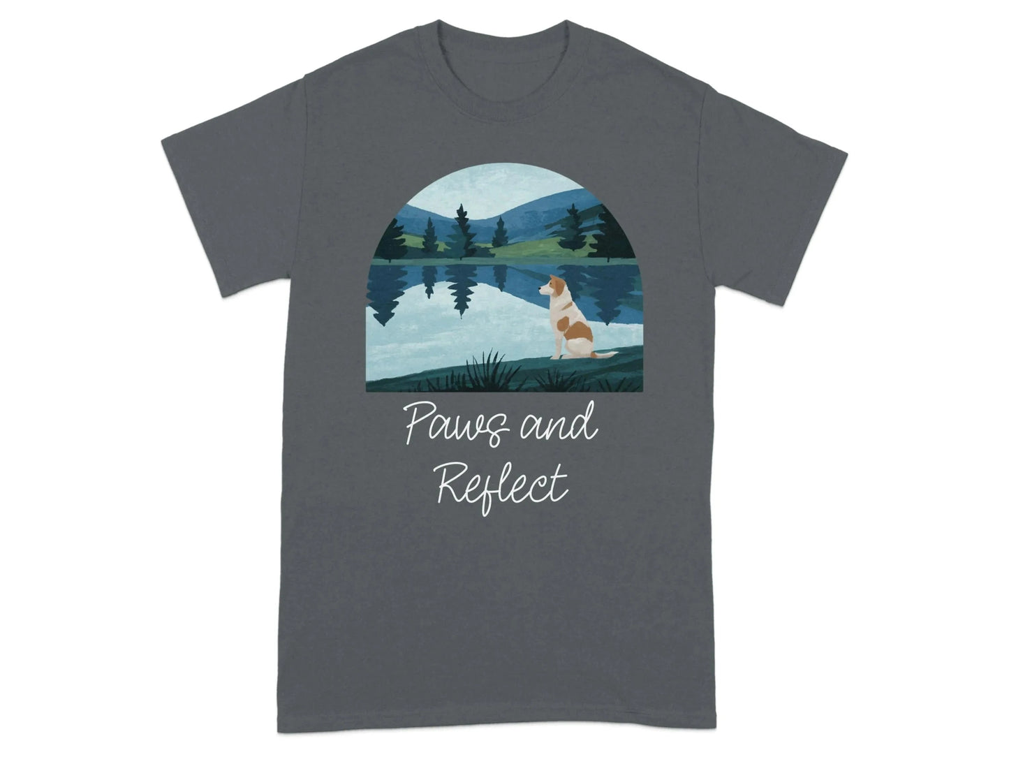 Dog Lake View Landscape Art Nature Lover Graphic T-Shirt T-shirt