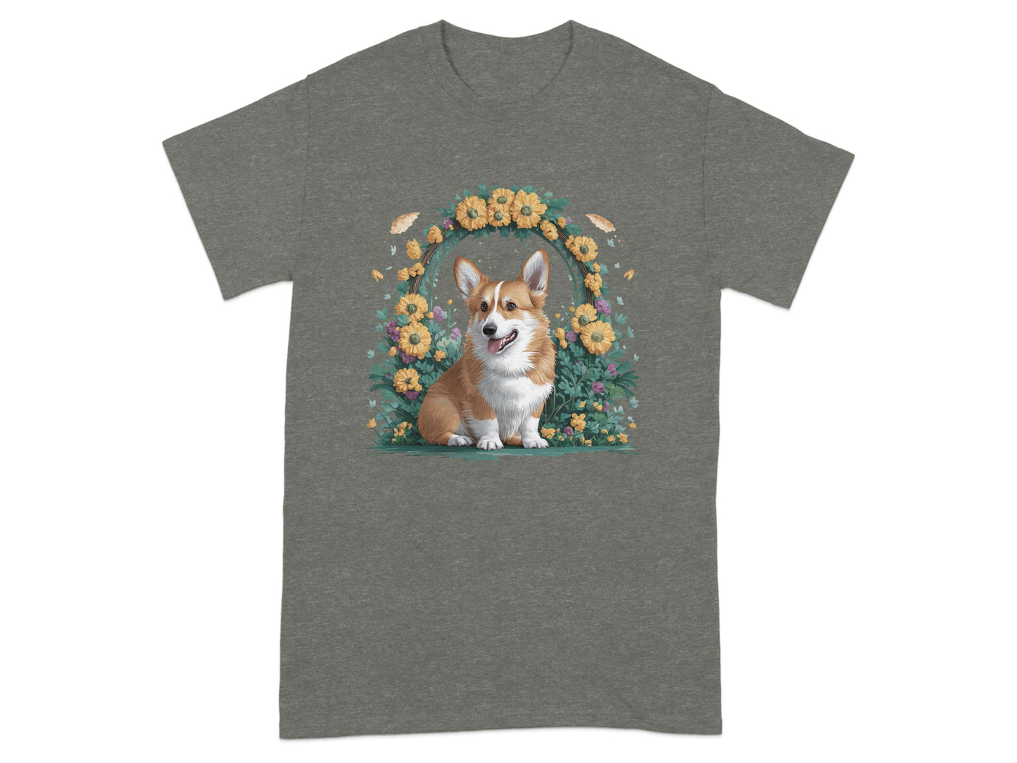 Corgi Dog with Flowers Graphic Design T-Shirt product type