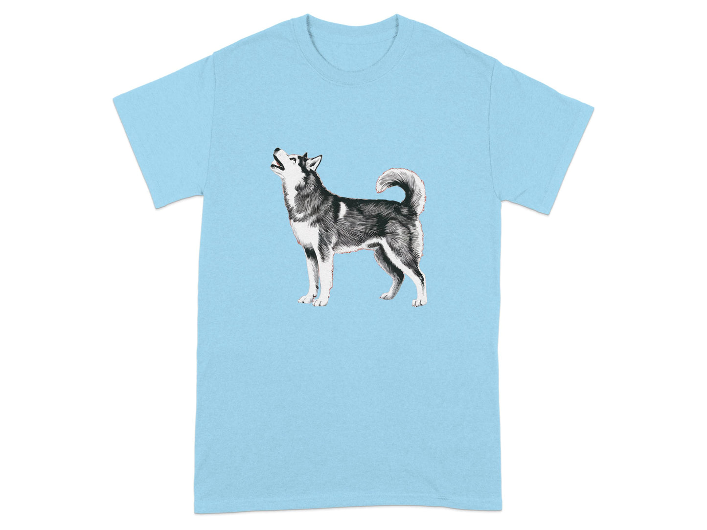 Howling Husky Design Light Blue T-shirt product type