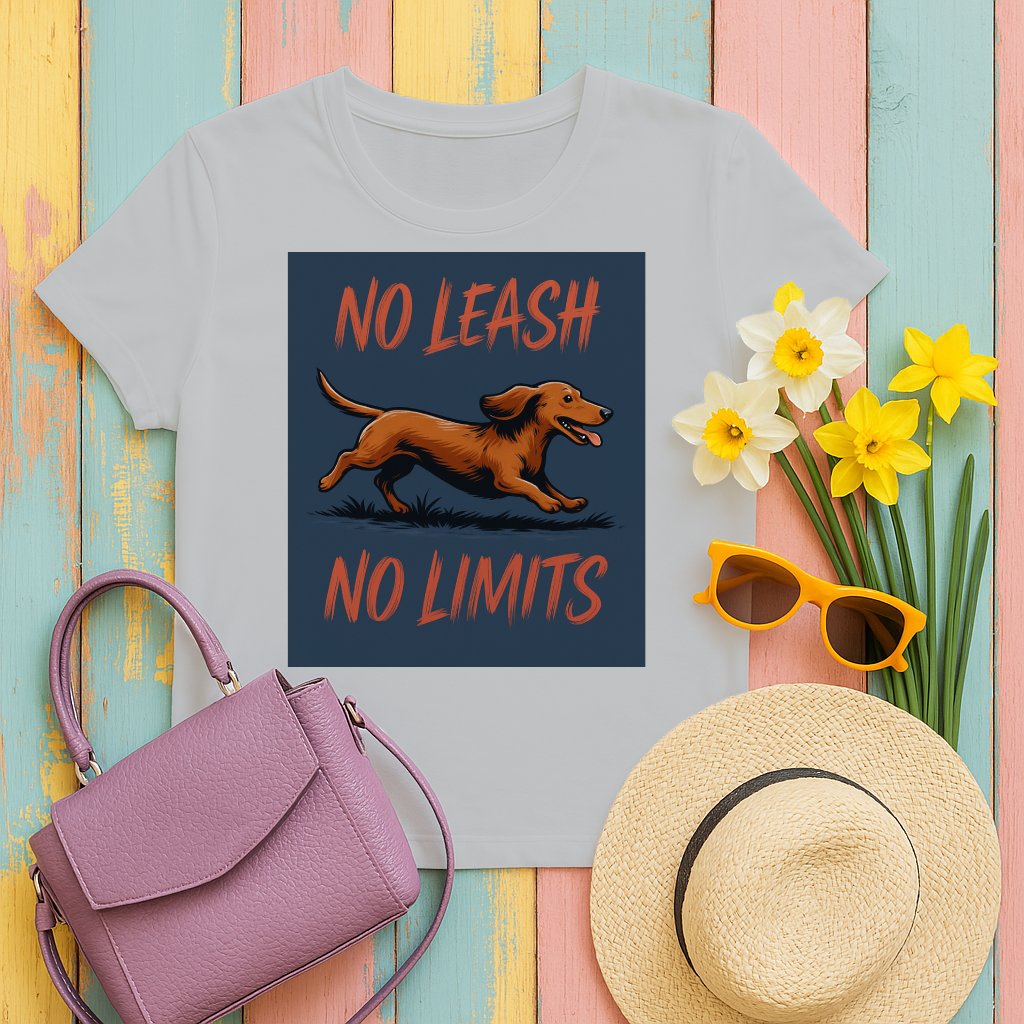 No Leash No Limits Enthusiastic Dog T-Shirt Product