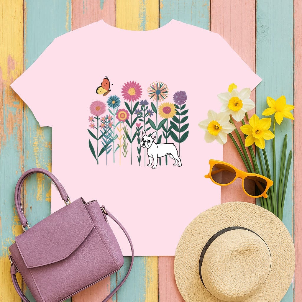 Colorful Floral Design with Dog Graphic shirt product