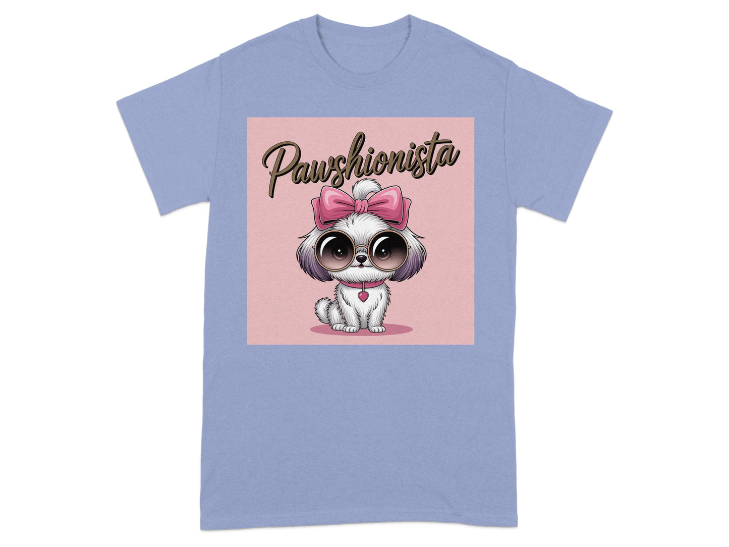 Adorable Pawshionista Dog Graphic on Blue Shirt product