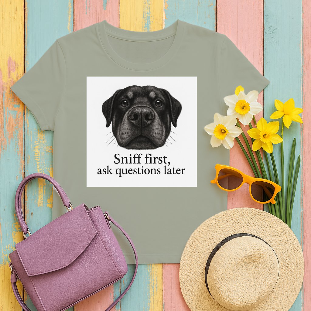 Sniff First Ask Questions Later Dog Graphic T-Shirt product type