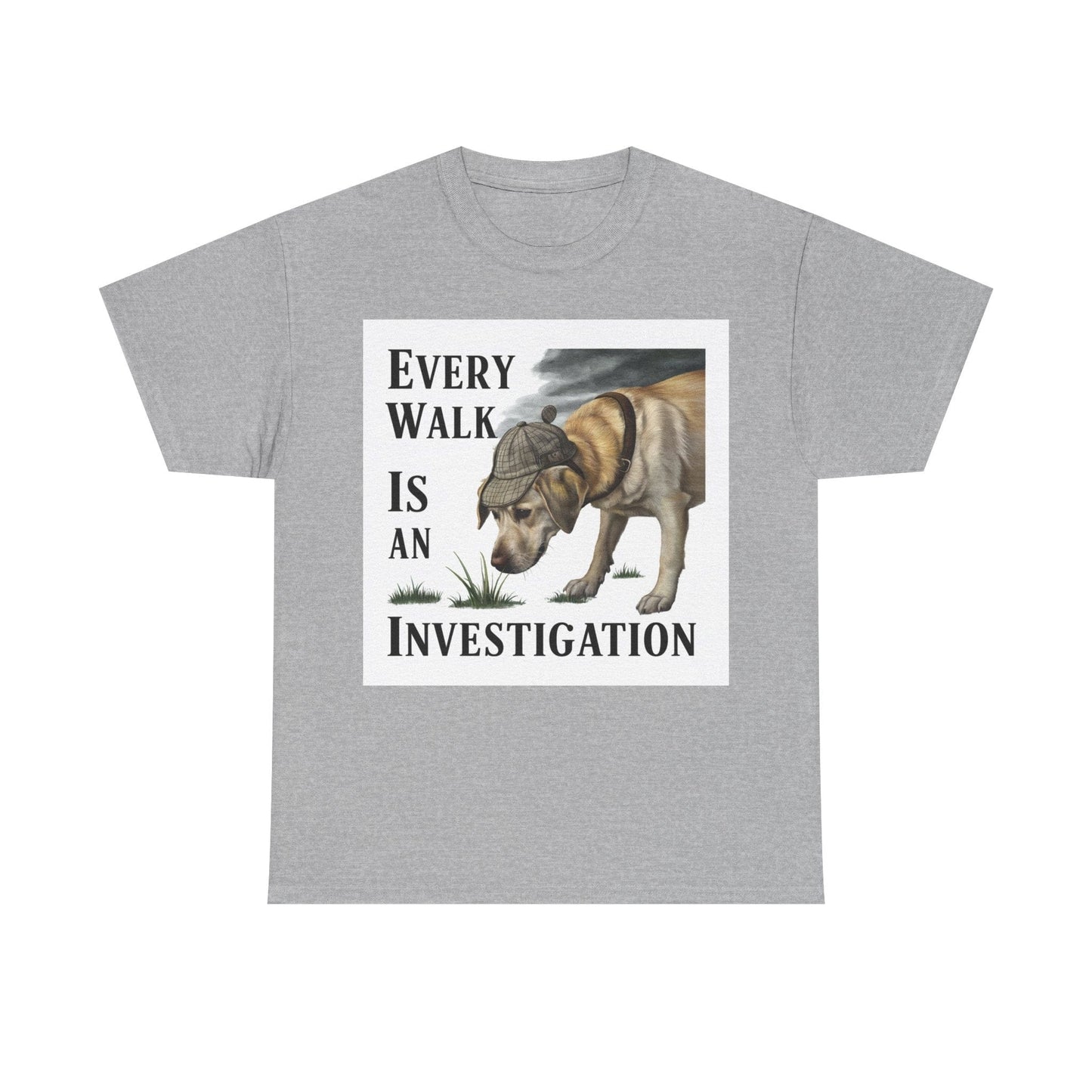 Every Walk is an Investigation Yellow Lab T-Shirt Sport Grey T-Shirt