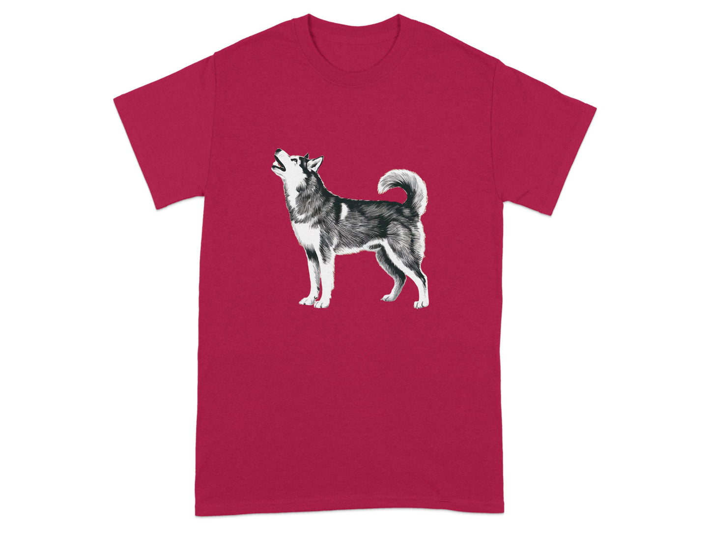 Howling Husky Graphic Print Red T-shirt product type