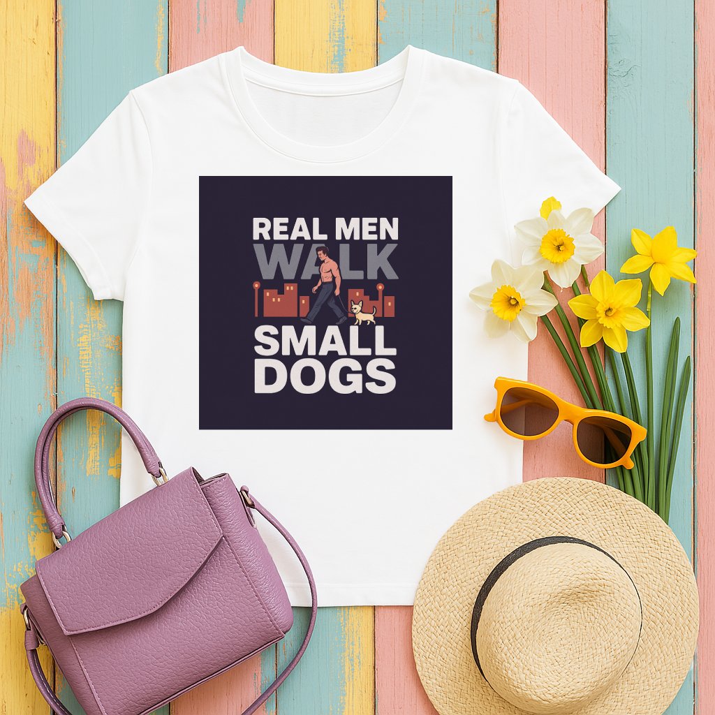 Real Men Walk Small Dogs Graphic Tee product type